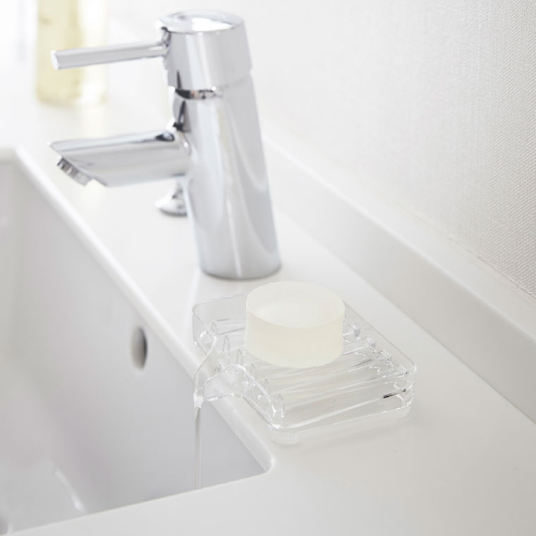 水が流れるソープトレー ヴェール 山崎実業 Veil クリア/ブラック 3250 3251 タワーシリーズ