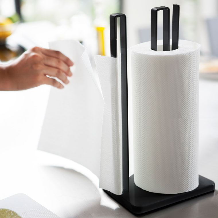 片手で切れるキッチンペーパーホルダー タワー 山崎実業 tower ホワイト/ブラック 3261 3262 タワーシリーズ
