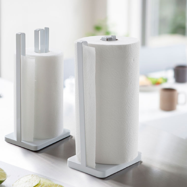 片手で切れるキッチンペーパーホルダー タワー 山崎実業 tower ホワイト/ブラック 3261 3262 タワーシリーズ