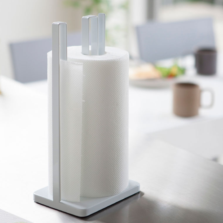 片手で切れるキッチンペーパーホルダー タワー 山崎実業 tower ホワイト/ブラック 3261 3262 タワーシリーズ