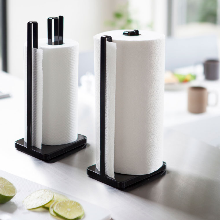 片手で切れるキッチンペーパーホルダー タワー 山崎実業 tower ホワイト/ブラック 3261 3262 タワーシリーズ