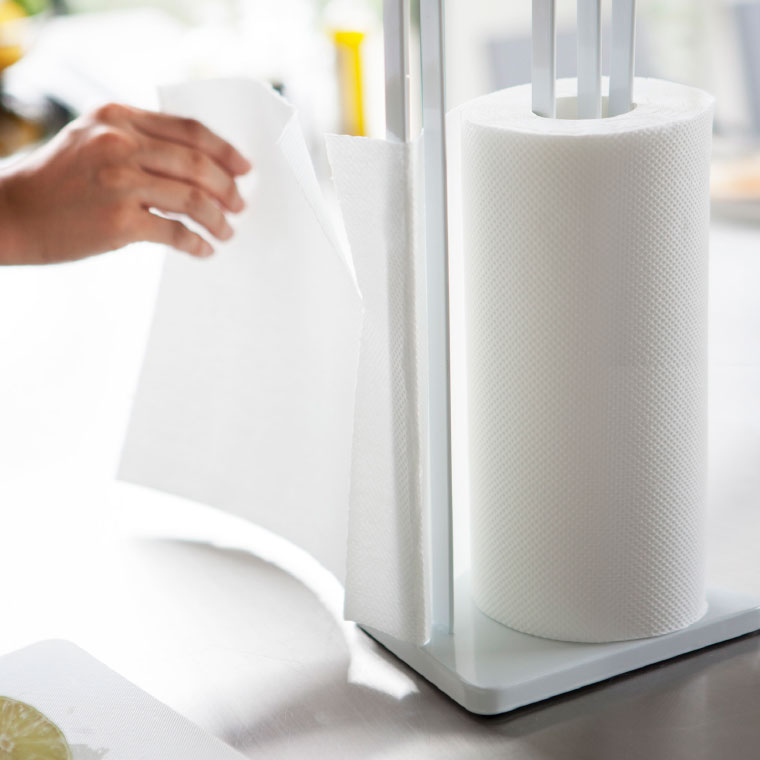 片手で切れるキッチンペーパーホルダー タワー 山崎実業 tower ホワイト/ブラック 3261 3262 タワーシリーズ