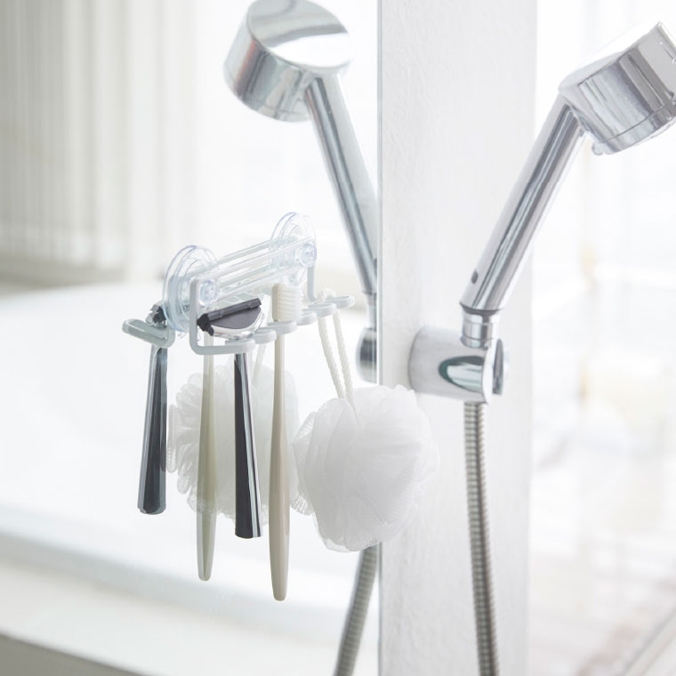 吸盤トゥースブラシホルダー ５連 タワー 山崎実業 tower 歯ブラシホルダー ホワイト/ブラック 3285 3286 タワーシリーズ