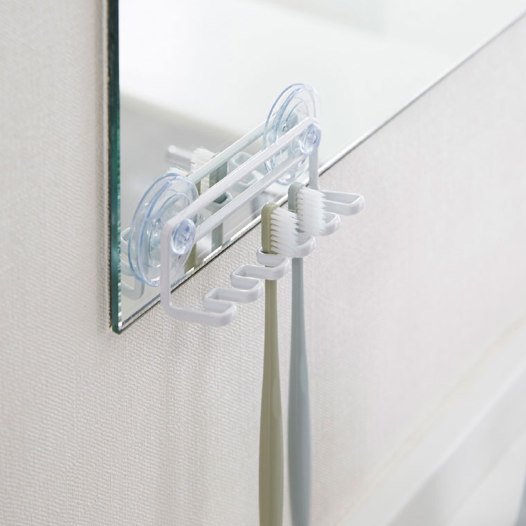 吸盤トゥースブラシホルダー ５連 タワー 山崎実業 tower 歯ブラシホルダー ホワイト/ブラック 3285 3286 タワーシリーズ