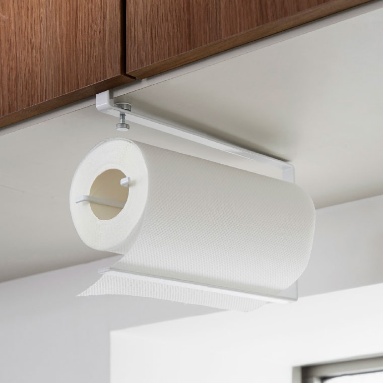 片手でカット戸棚下キッチンペーパーホルダー タワー 山崎実業 tower ホワイト/ブラック 3295 3296 タワーシリーズ