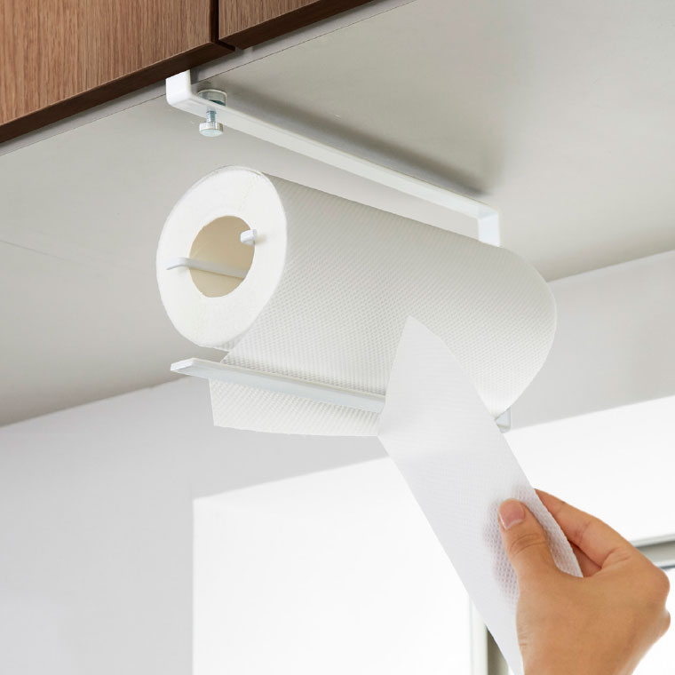 片手でカット戸棚下キッチンペーパーホルダー タワー 山崎実業 tower ホワイト/ブラック 3295 3296 タワーシリーズ