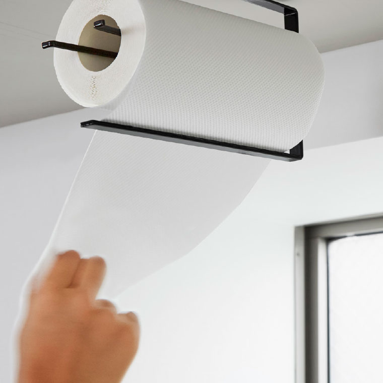 片手でカット戸棚下キッチンペーパーホルダー タワー 山崎実業 tower ホワイト/ブラック 3295 3296 タワーシリーズ
