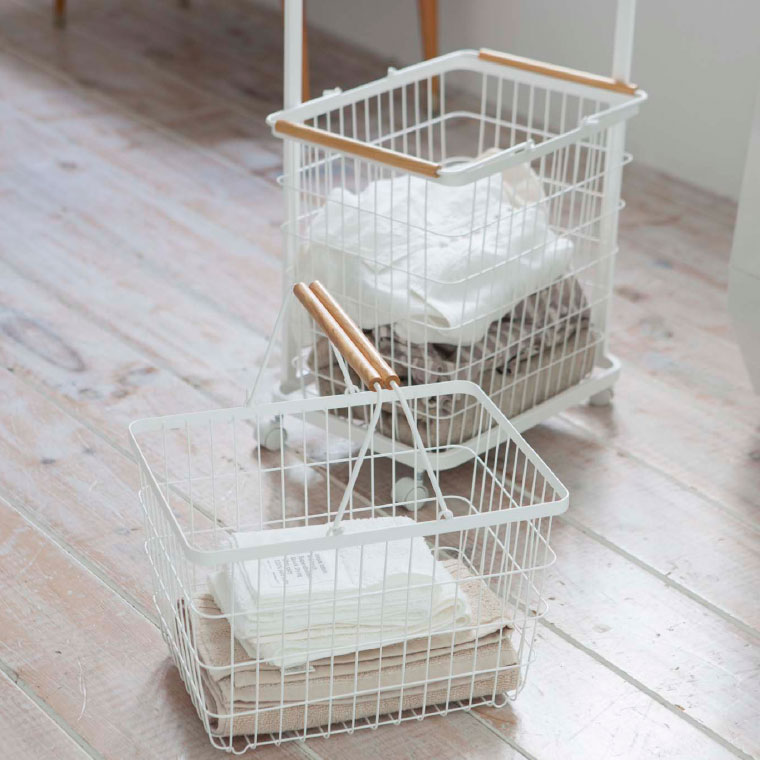 ランドリーワゴン ２段 トスカ 山崎実業 tosca ホワイト ストッパー付きキャスター 3299 タワーシリーズ