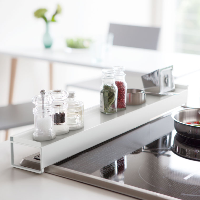 棚付き伸縮排気口カバー タワー 山崎実業 tower スパイス ラック ホワイト/ブラック 3445 3446 タワーシリーズ