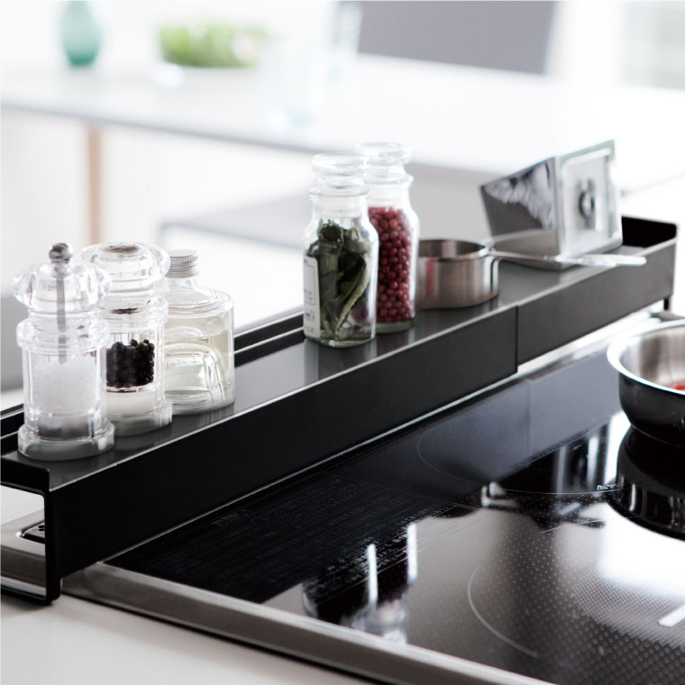 棚付き伸縮排気口カバー タワー 山崎実業 tower スパイス ラック ホワイト/ブラック 3445 3446 タワーシリーズ