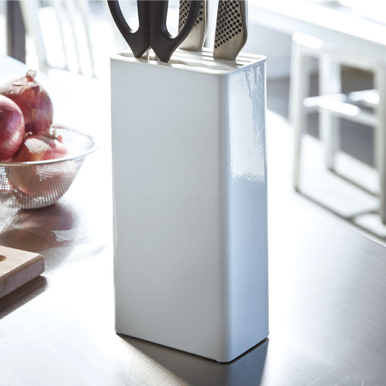 キッチンナイフ＆ハサミスタンド タワー 山崎実業 tower ホワイト/ブラック 3512 3513 タワーシリーズ