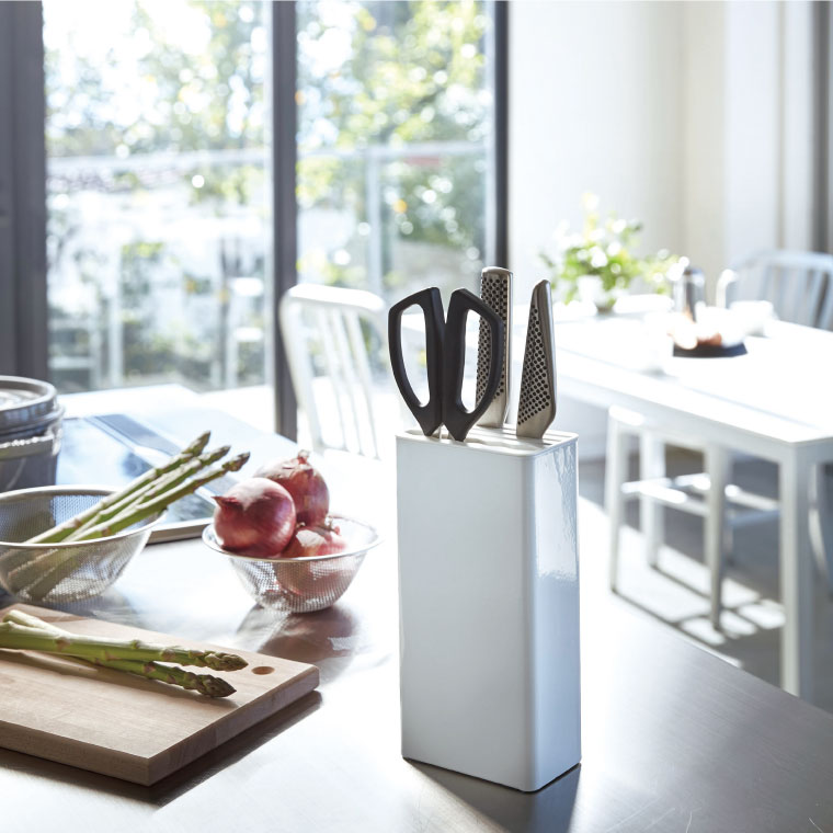 キッチンナイフ＆ハサミスタンド タワー 山崎実業 tower ホワイト/ブラック 3512 3513 タワーシリーズ