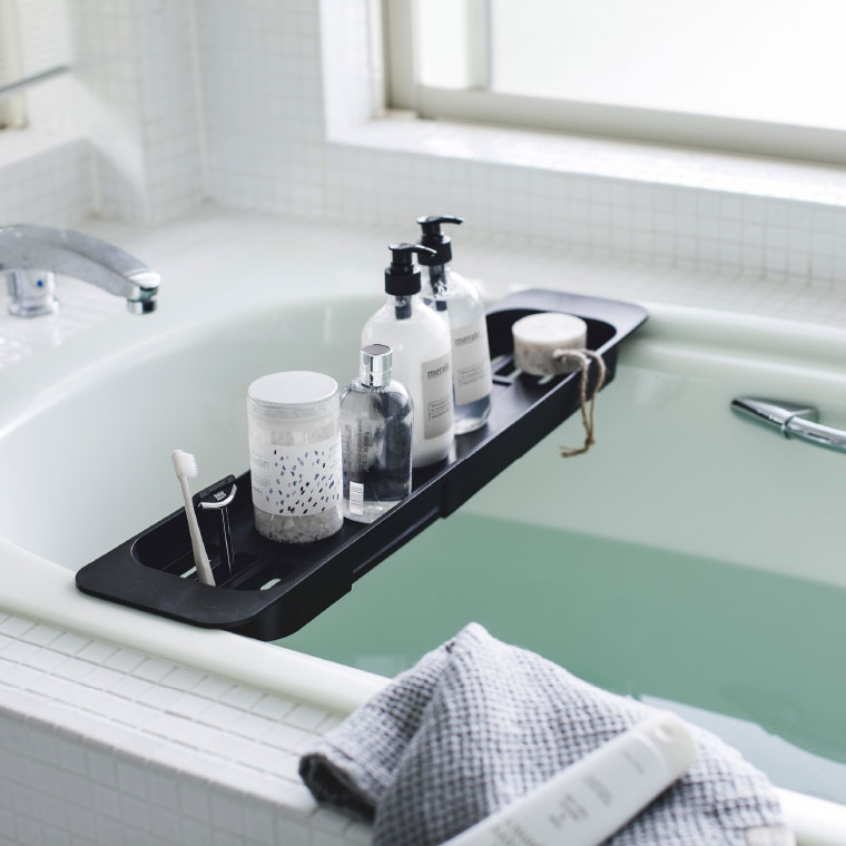 伸縮バスタブトレー タワー 山崎実業 tower ホワイト/ブラック 3546 3547 タワーシリーズ