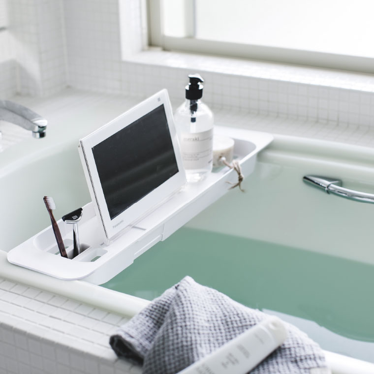 伸縮バスタブトレー タワー 山崎実業 tower ホワイト/ブラック 3546 3547 タワーシリーズ