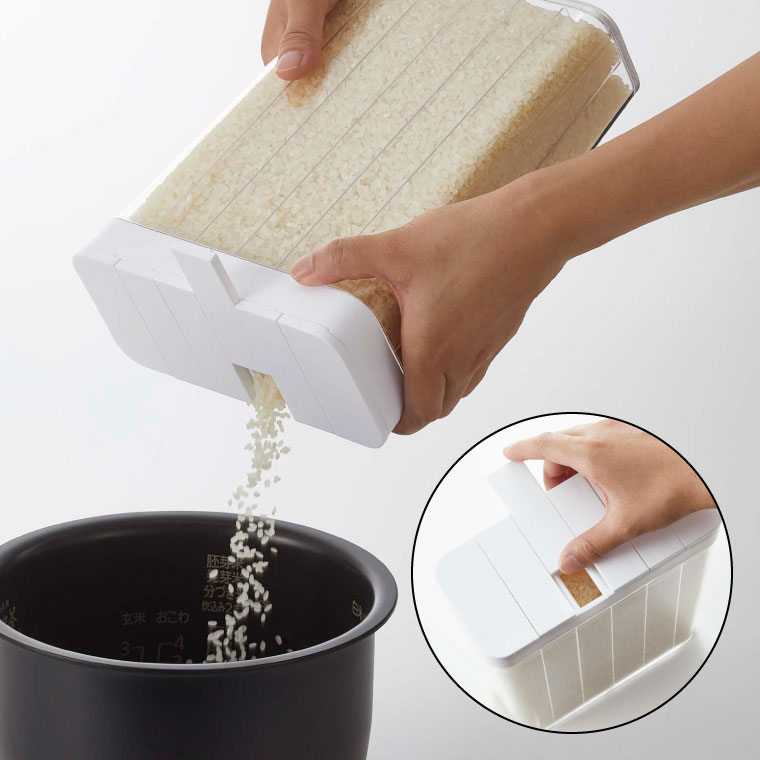 １合分別 冷蔵庫用米びつ タワー 山崎実業 tower ホワイト/ブラック 3760 3761 タワーシリーズ