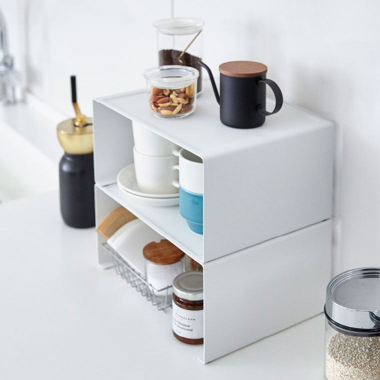 キッチンスチールコの字ラック　タワー　Ｌ 山崎実業 tower スパイス ラック ホワイト/ブラック 3791 3792 タワーシリーズ