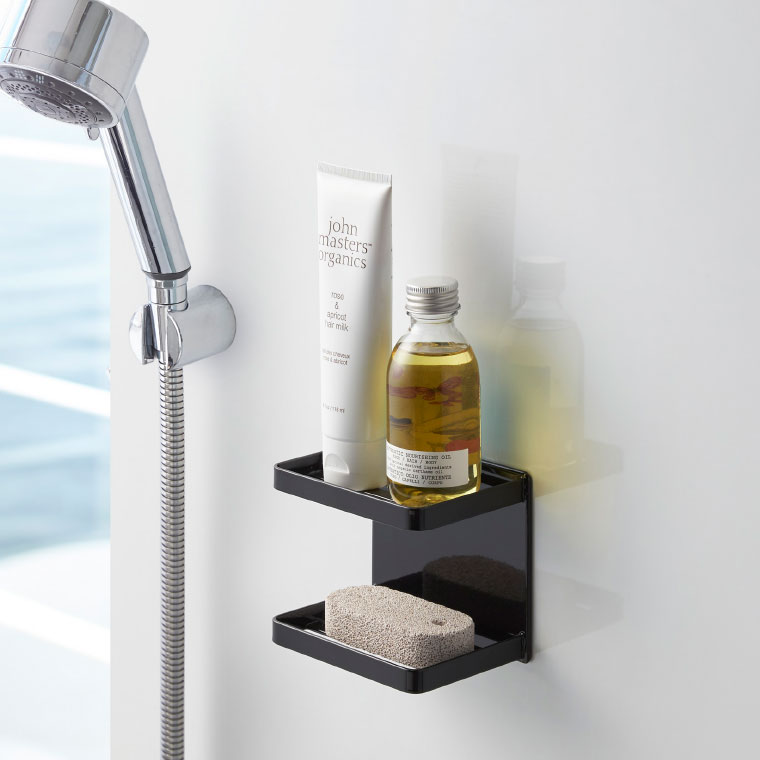 マグネットバスルームソープトレー ２段 タワー 山崎実業 tower ホワイト/ブラック 3809 3810 タワーシリーズ マグネット