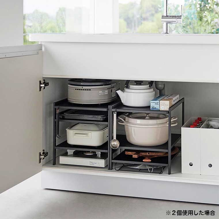 山崎実業 tower 高さ調節シンク下ラック タワー 3段 キッチン 2011 2012 ホワイト ブラック