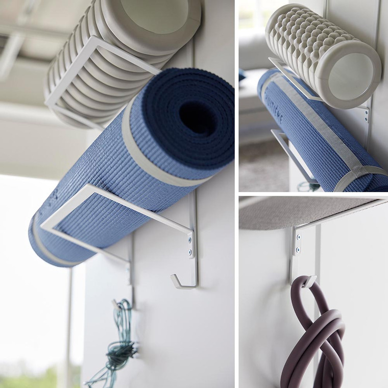 tower フィットネスグッズ収納ハンガー タワー 山崎実業 収納 送料無料 1987 1988 ホワイト ブラック / トレーニンググッズ ヨガマット フォームローラー 縄跳び 白 黒 浮かせる収納 壁面収納 yamazaki