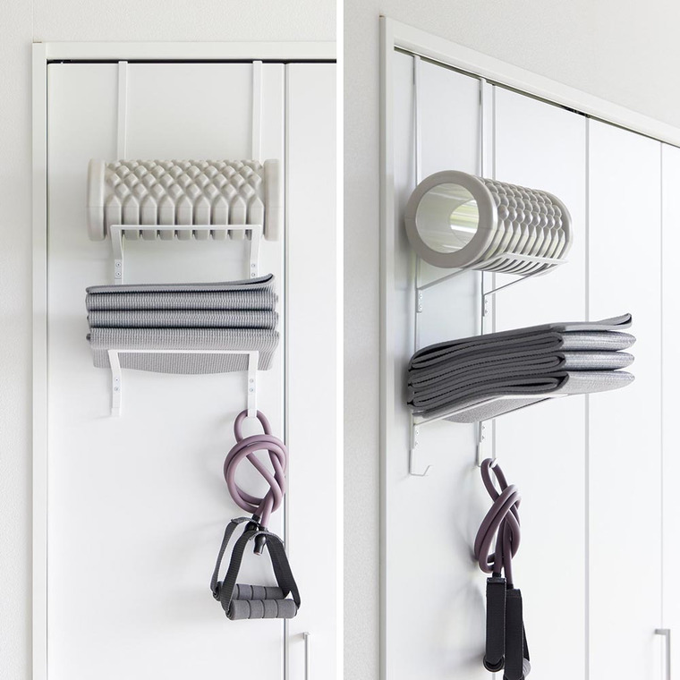 tower フィットネスグッズ収納ハンガー タワー 山崎実業 収納 送料無料 1987 1988 ホワイト ブラック / トレーニンググッズ ヨガマット フォームローラー 縄跳び 白 黒 浮かせる収納 壁面収納 yamazaki