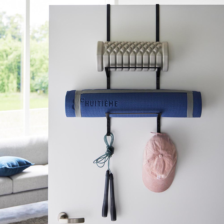 tower フィットネスグッズ収納ハンガー タワー 山崎実業 収納 送料無料 1987 1988 ホワイト ブラック / トレーニンググッズ ヨガマット フォームローラー 縄跳び 白 黒 浮かせる収納 壁面収納 yamazaki