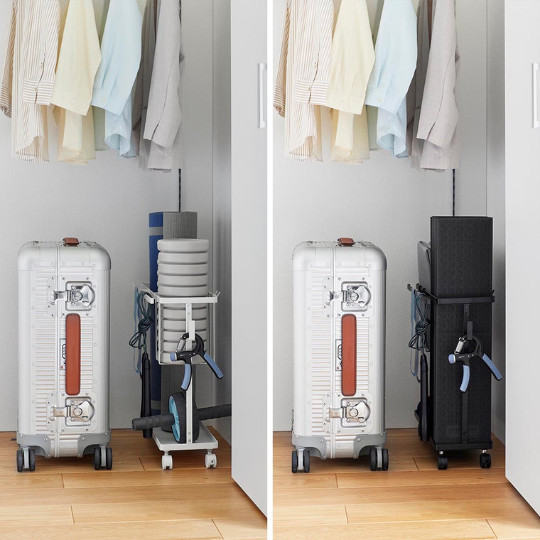 山崎実業 tower キャスター付きフィットネスグッズ収納ラック タワー 収納 1989 1990 ホワイト ブラック