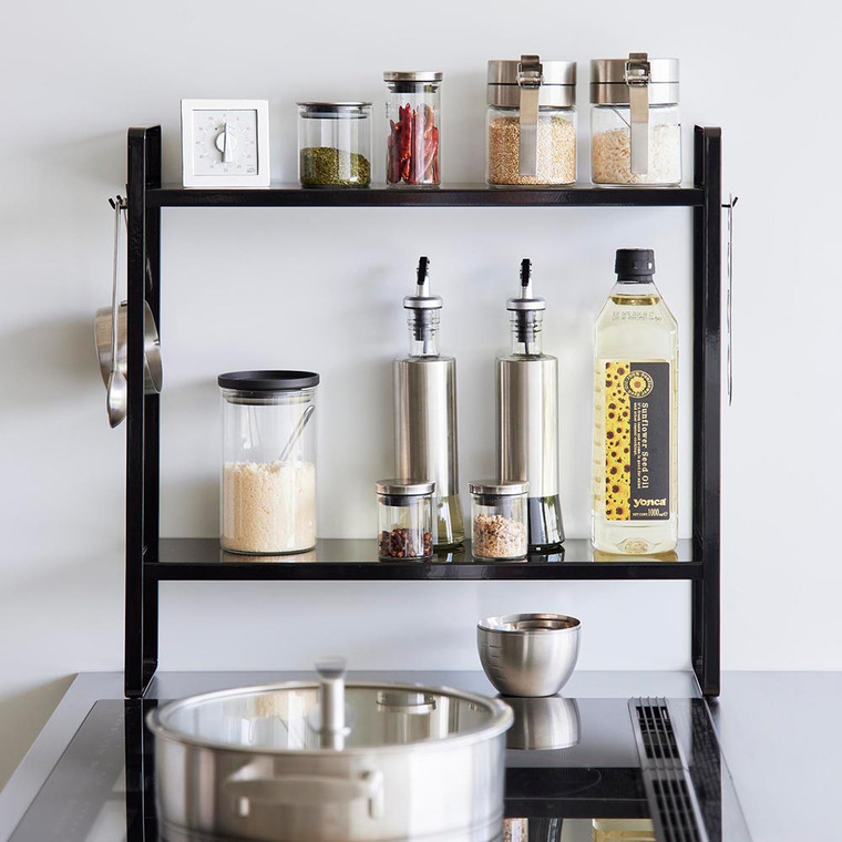 山崎実業 tower 下が拭けるコンロ横ラック タワー 2段 山崎実業 tower 1991 1992ホワイト ブラック