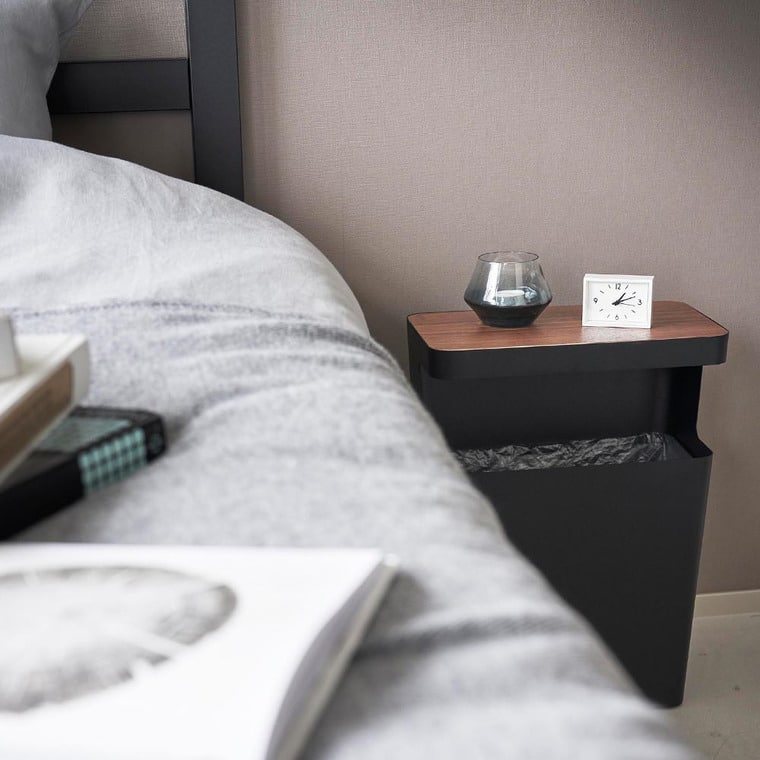 (土・日発送可) 天板付きトラッシュカン リン 角型 山崎実業 公式 RIN ゴミ箱 1981 1982 ブラウン ナチュラル / 送料無料