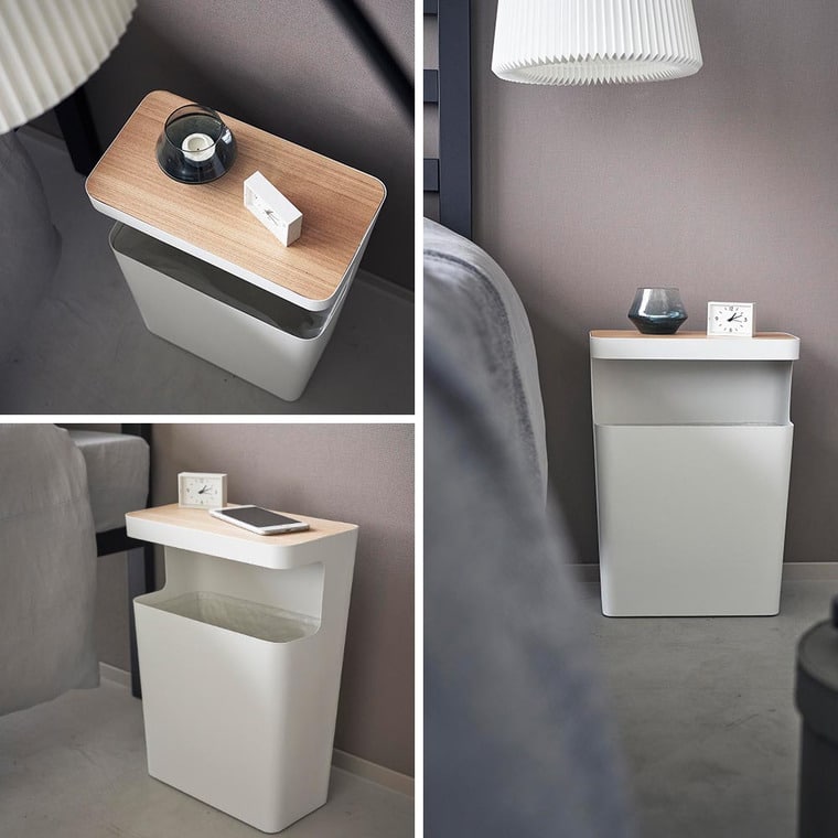 (土・日発送可) 天板付きトラッシュカン リン 角型 山崎実業 公式 RIN ゴミ箱 1981 1982 ブラウン ナチュラル / 送料無料