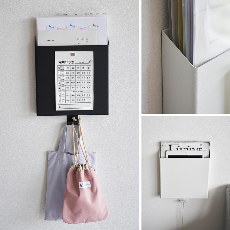 tower 石こうボード壁対応プリント収納ホルダー タワー 山崎実業 送料無料 2020 2021 ホワイト ブラック / 書類 プリントケース 収納ケース 収納ポケット タブレット 充電 整理 ファイルボックス レターケース