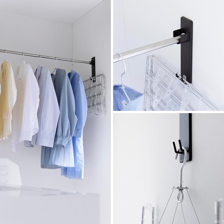 （土・日発送可） 石こうボード壁対応物干し竿ホルダー タワー 2個組 山崎実業 公式 tower 2113 2114 ホワイト ブラック 送料無料