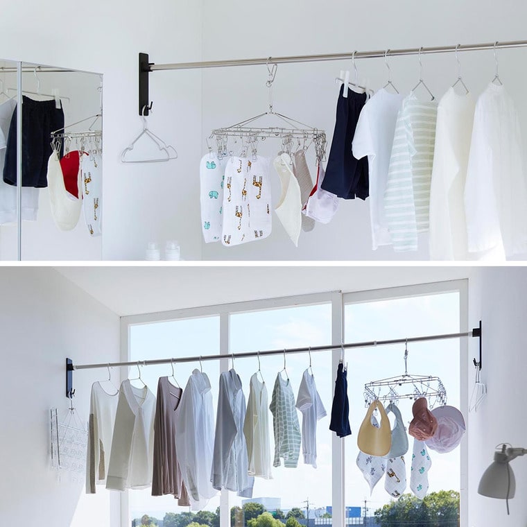 （土・日発送可） 石こうボード壁対応物干し竿ホルダー タワー 2個組 山崎実業 公式 tower 2113 2114 ホワイト ブラック 送料無料