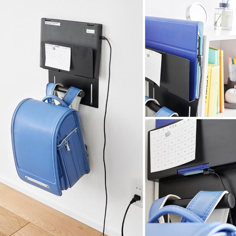 山崎実業 tower カラーボックス横タブレット&ランドセルホルダー タワー 収納 送料無料 2123 2124 ホワイト ブラック