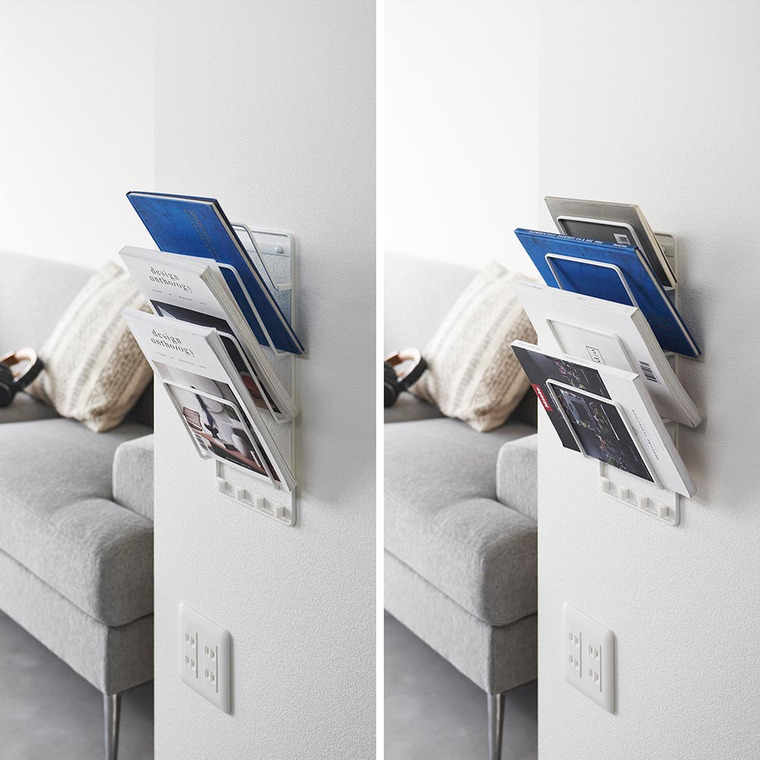 山崎実業 tower 石こうボード壁対応ウォールタブレットホルダー タワー 4段 収納 送料無料 1979 1980 ホワイト ブラック