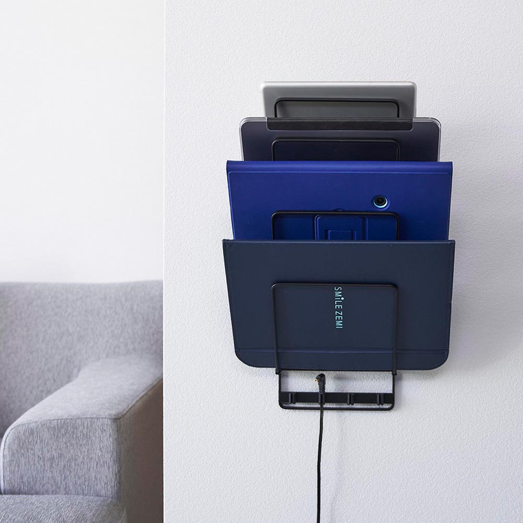 山崎実業 tower 石こうボード壁対応ウォールタブレットホルダー タワー 4段 収納 送料無料 1979 1980 ホワイト ブラック