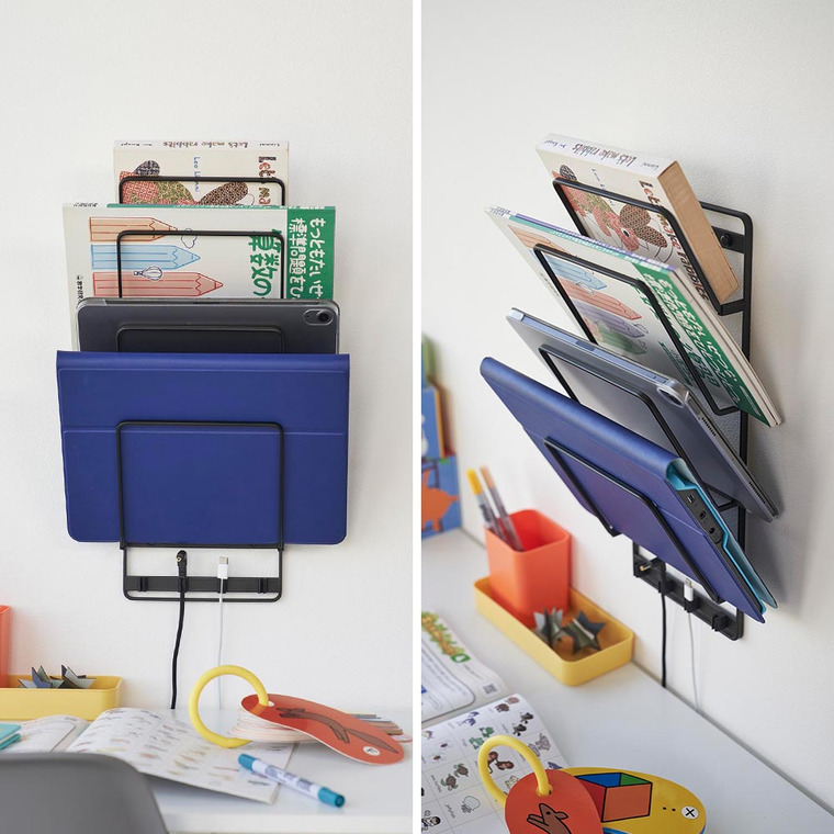 山崎実業 tower 石こうボード壁対応ウォールタブレットホルダー タワー 4段 収納 送料無料 1979 1980 ホワイト ブラック