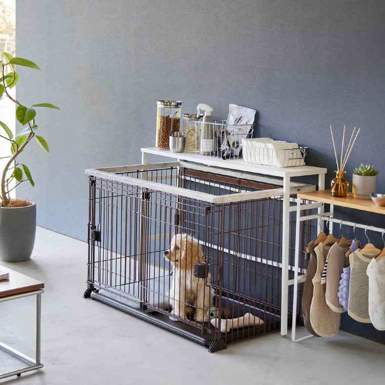 山崎実業 tower 伸縮ペットケージ上ラック タワー 4086 4087 送料無料 ホワイト ブラック