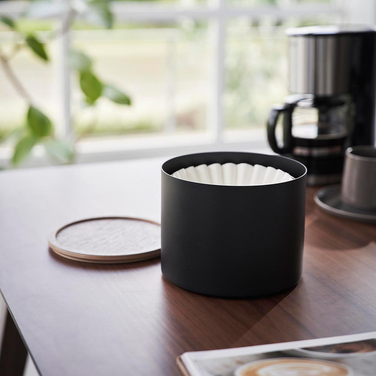 RIN バスケット型コーヒーペーパーフィルターケース リン L 山崎実業 収納 送料無料 4568 4569 ブラウン ナチュラル