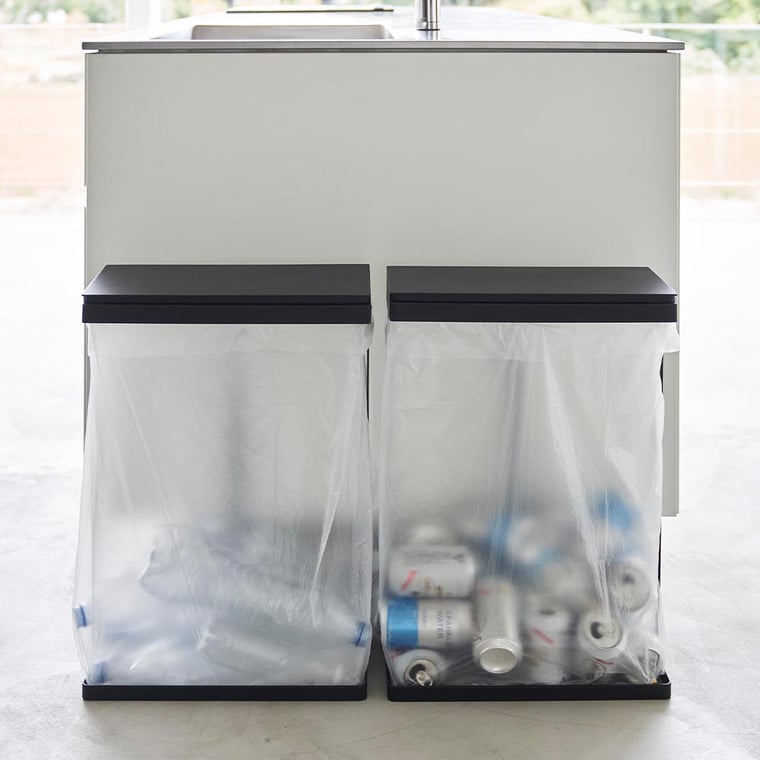 スリム蓋付き分別ゴミ袋ホルダー タワー 45L 横開き 2個組 山崎実業 公式 tower 1727 1728 ホワイト ブラック / ゴミ箱 送料無料