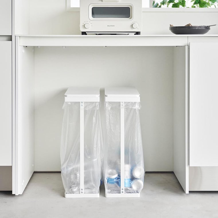 スリム蓋付き分別ゴミ袋ホルダー タワー 45L 横開き 2個組 山崎実業 公式 tower 1727 1728 ホワイト ブラック / ゴミ箱 送料無料