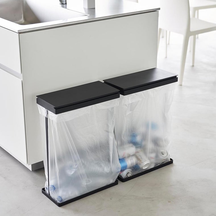 スリム蓋付き分別ゴミ袋ホルダー タワー 45L 横開き 2個組 山崎実業 公式 tower 1727 1728 ホワイト ブラック / ゴミ箱 送料無料