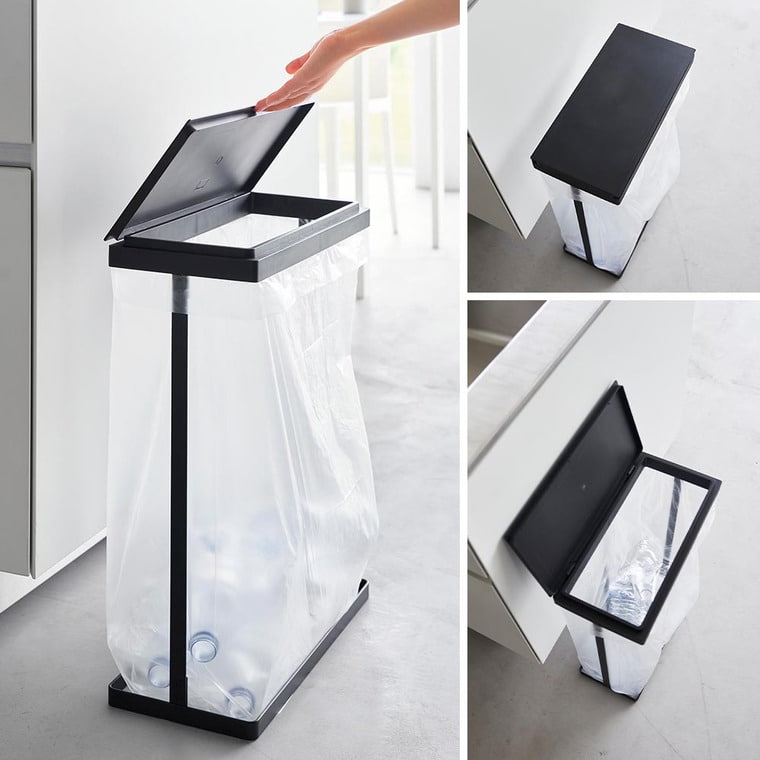 スリム蓋付き分別ゴミ袋ホルダー タワー 45L 横開き 2個組 山崎実業 公式 tower 1727 1728 ホワイト ブラック / ゴミ箱 送料無料