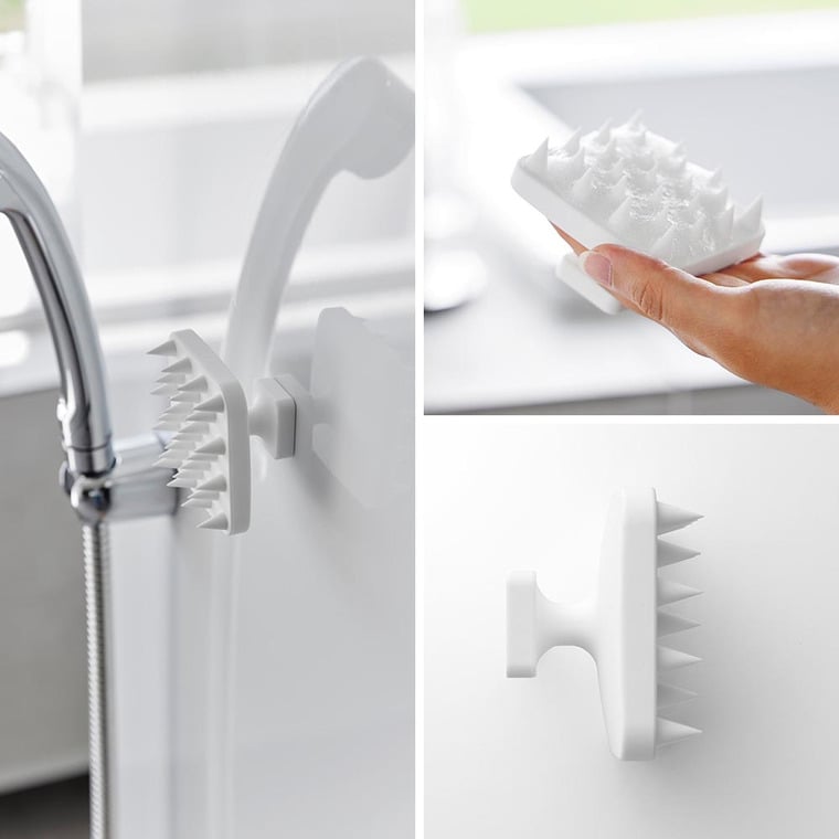 （土・日発送可） マグネット頭皮マッサージブラシ タワー ハンドル付き ソフトタイプ 山崎実業 公式 tower 1769 1770 ホワイト ブラック