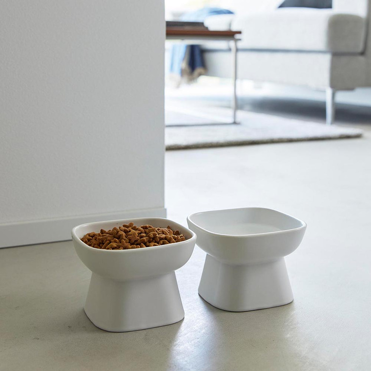 山崎実業 tower 食べやすい高さ陶器ペットフードボウル タワー 1779 1780 ホワイト ブラック