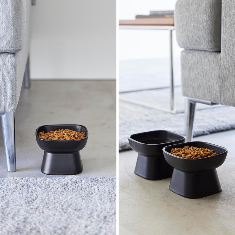 山崎実業 tower 食べやすい高さ陶器ペットフードボウル タワー 1779 1780 ホワイト ブラック