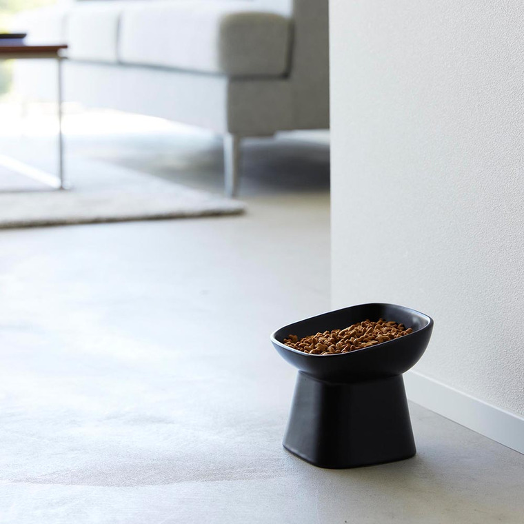 山崎実業 tower 食べやすい高さ陶器ペットフードボウル タワー 斜めトール 1781 1781 ホワイト ブラック