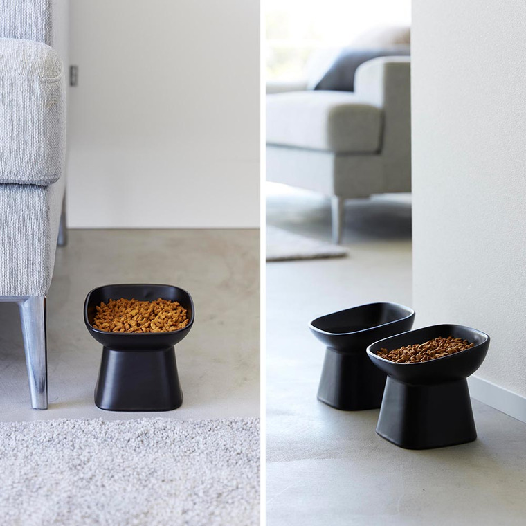 山崎実業 tower 食べやすい高さ陶器ペットフードボウル タワー 斜めトール 1781 1781 ホワイト ブラック