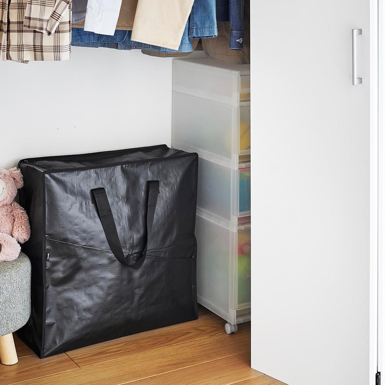 山崎実業 tower ポリエチレンシートポケット付きおもちゃ収納バッグ タワー 収納 1814 1815 ライトグレー ブラック