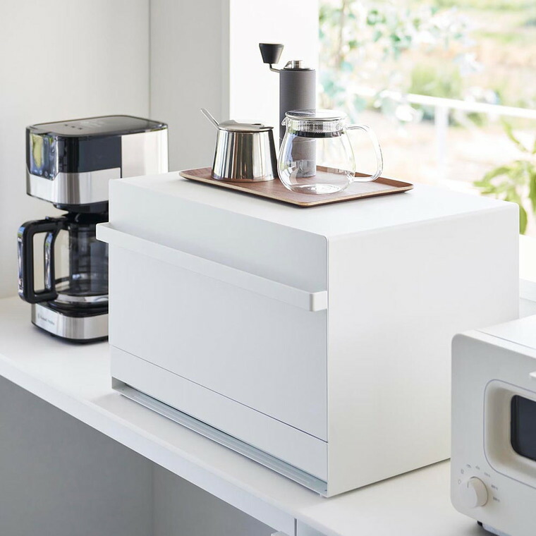 [ ブレッドケース タワー 引き出し型 2段 ] 山崎実業 公式 tower 1857 1858 白 黒 / ブレッドケース 引き出し 隠せる パンケース ブレッドビン 食パンパン 収納 トースターラック キッチン