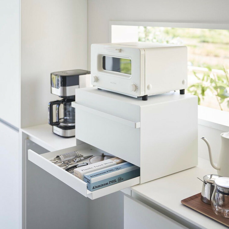 [ ブレッドケース タワー 引き出し型 2段 ] 山崎実業 公式 tower 1857 1858 白 黒 / ブレッドケース 引き出し 隠せる パンケース ブレッドビン 食パンパン 収納 トースターラック キッチン